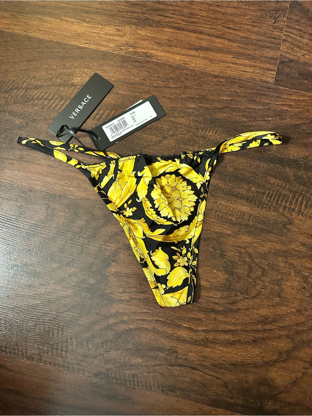 Versace Black & Yellow Barocco Print Bikini Bottom